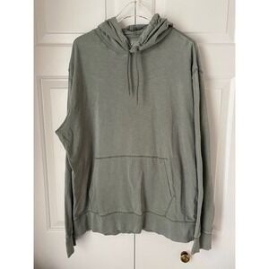 J Crew Garment Dyed Knit Goods Slub Cotton Hoodie Sweatshirt Mens L Green Casual